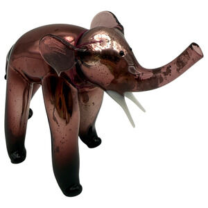 Vintage Bimini Mercury Glass Elephant Ornament Germany Sticker Amethyst Figurine